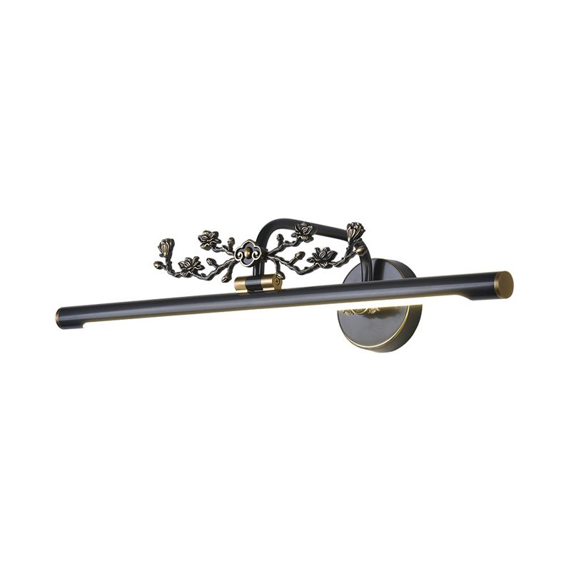 Elongated Vanity Lighting Traditional 14"/18"/23" W LED Metal Sconce Light Fixture for Bathroom in Black/Antique Brass