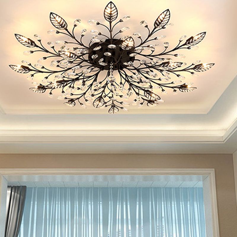 Lámpara de techo radial de múltiples luces de múltiples iluminación de techo de cristal de estilo moderno para sala de estar