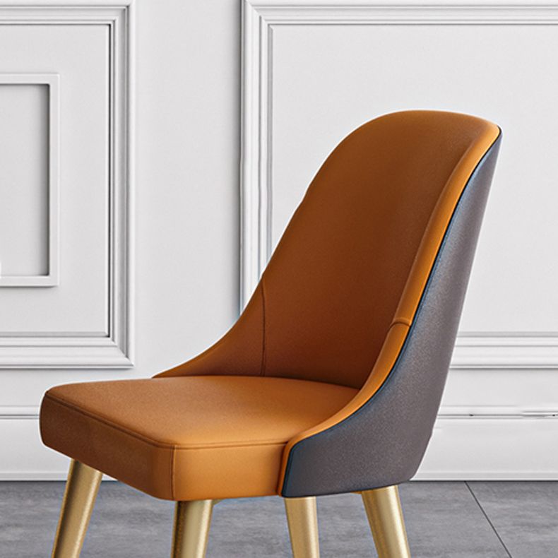 Chaises de salle à manger en Faux cuir de conception nordique, chaise de salle à manger sans bras à dossier solide