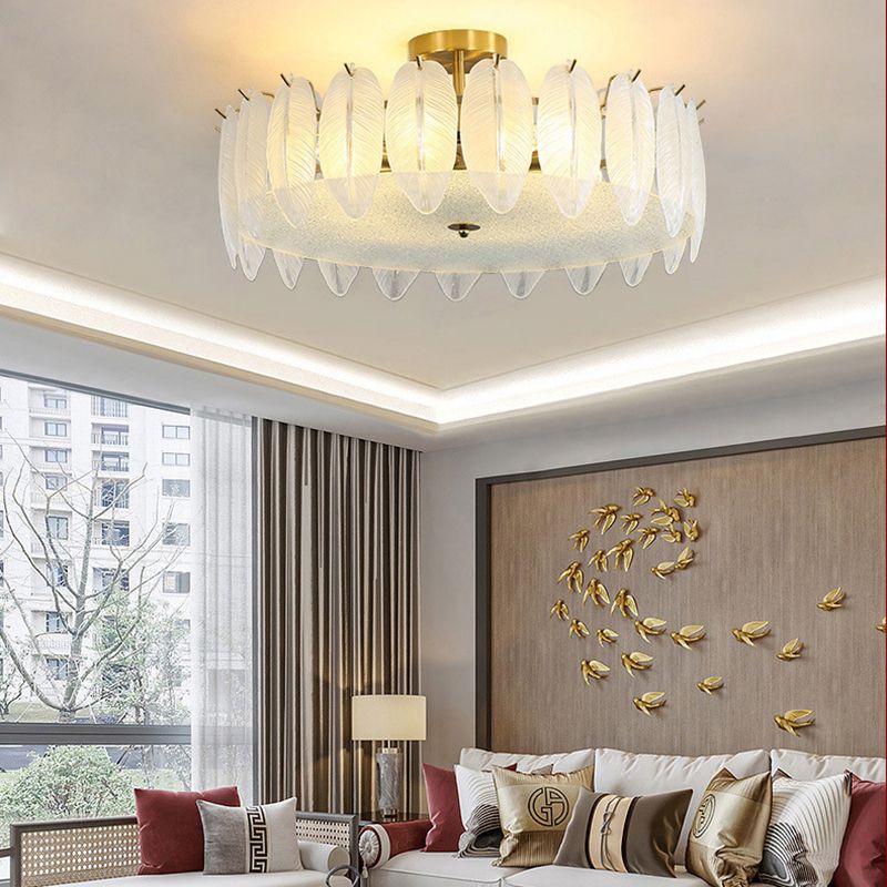 Modern Glass Ceiling Lamp Geometric Flush Mount Light Fixture for Bedroom