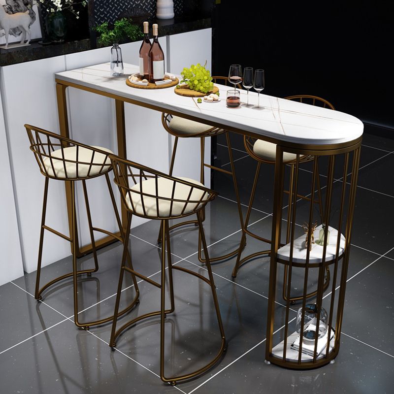 Modern White Sintered Stone Table Metal Base Table for Kitchen Living Room