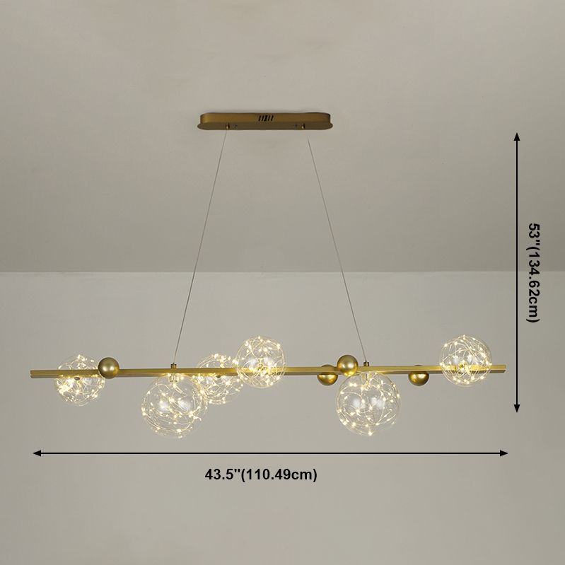 Sphere Island Lighttures Modern Glass Island Chandelier en Gold Finish