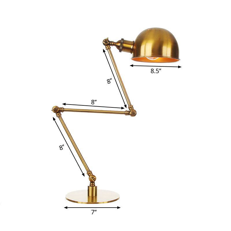 Lámpara de mesa de sombra de tazón dorada con estilo industrial 4 "/8.5" W 1 Lighting de mesa de metal ligero con brazo ajustable