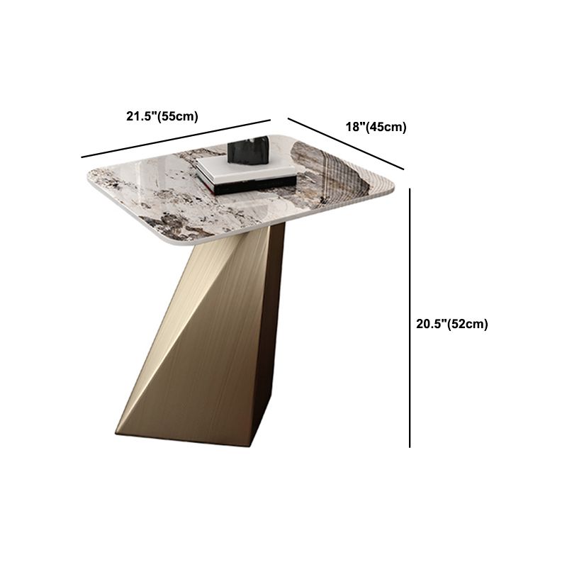 20.5" Tall Modern Slate Top Side Table Steel Pedestal End Table
