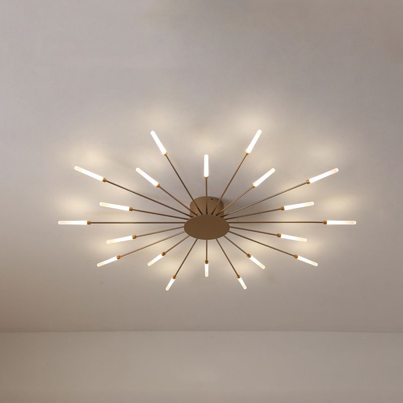 Black/Gold Burst Ceiling Light Fixture Contemporary 12/18/28 Lights Acrylic LED Semi Flush Mounted Lamp for Bedroom