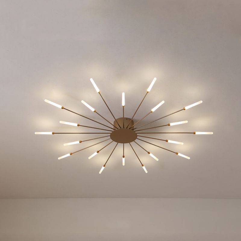 Lámpara de techo con ráfaga negra/dorada, lámpara LED acrílica semiempotrada contemporánea de 12/18/28 luces para dormitorio