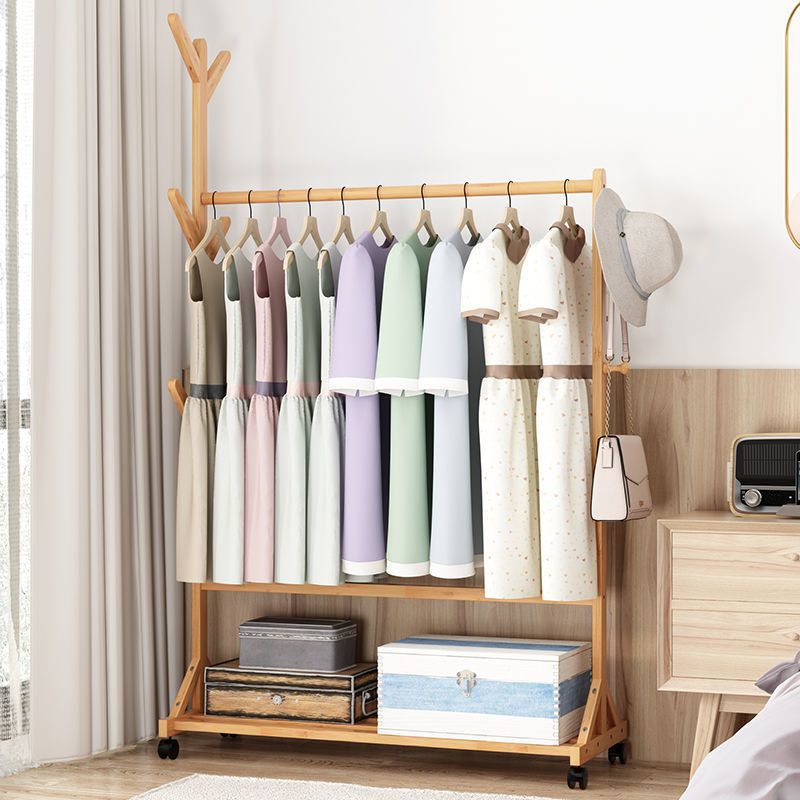 Modern Style Coat Hanger Solid Bamboo Hooks Design Coat Rack for Living Room