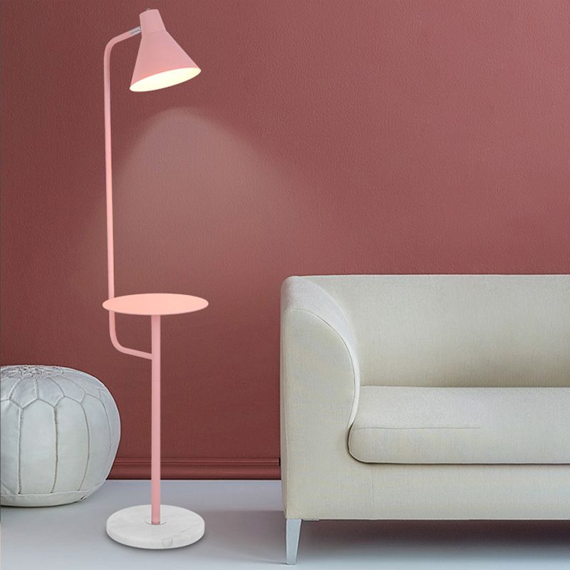 Macaroon Metal Floor Reading Lamp 1-Light Floor Light with Tray for Bedroom
