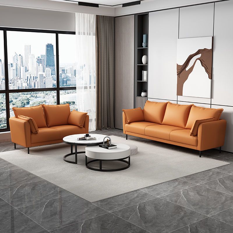 3 Seater 31.4" H Faux Leather Square Arm Sofa for Living Room