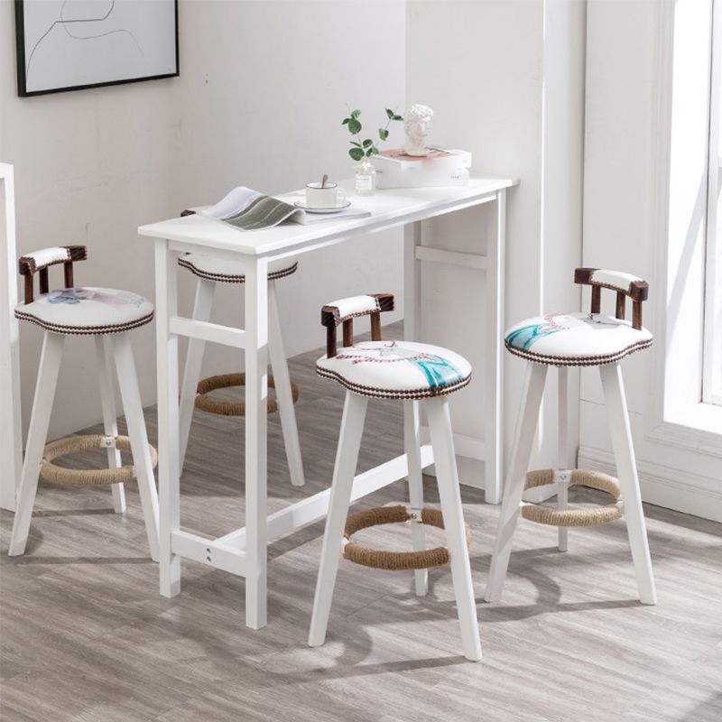 Contemporary Solid Wood Bar Table 47.2"L Trestle Base Bar Desk for Indoor