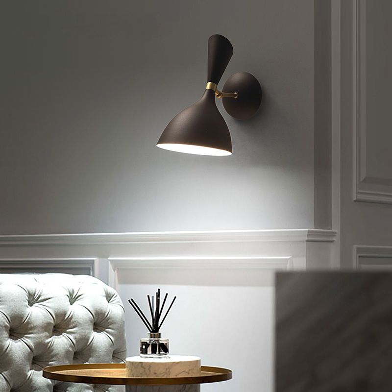 Nordic Macaron Double Cone-Shaped Wall Light Sconce Metallic Wall Light Fixtures for Bedroom