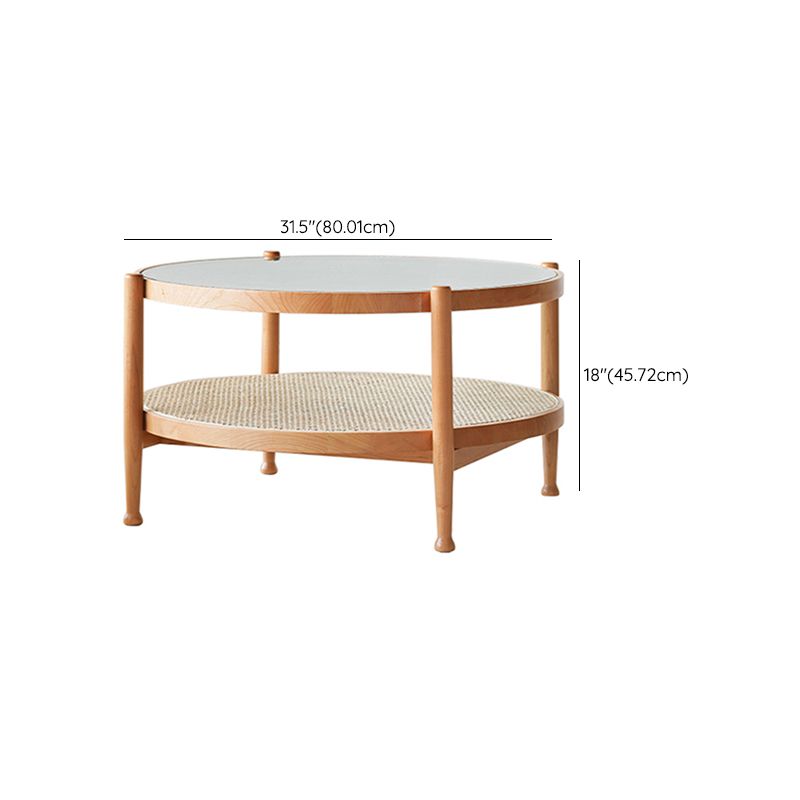 4 Legs Tropical Glass Coffee Table No Distressing Bunching Tables with Shelf