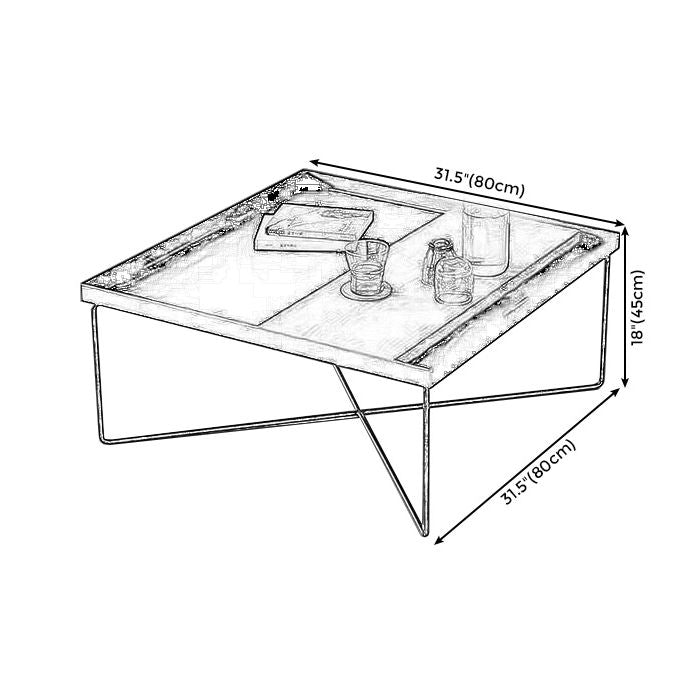 Modern Style Cross Table Base Wrought Iron Black Square & Rectangular Coffee Table