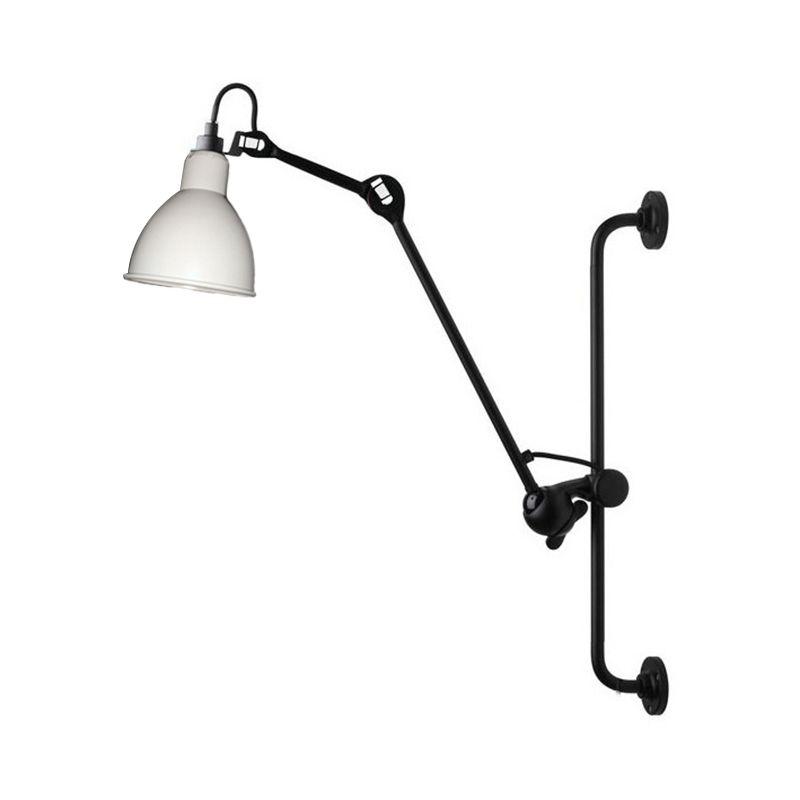 Tombre de cúpula negro/negro Luz de pared Modernista 1 Cabeza Lámpara de pared ajustable metálica para el comedor