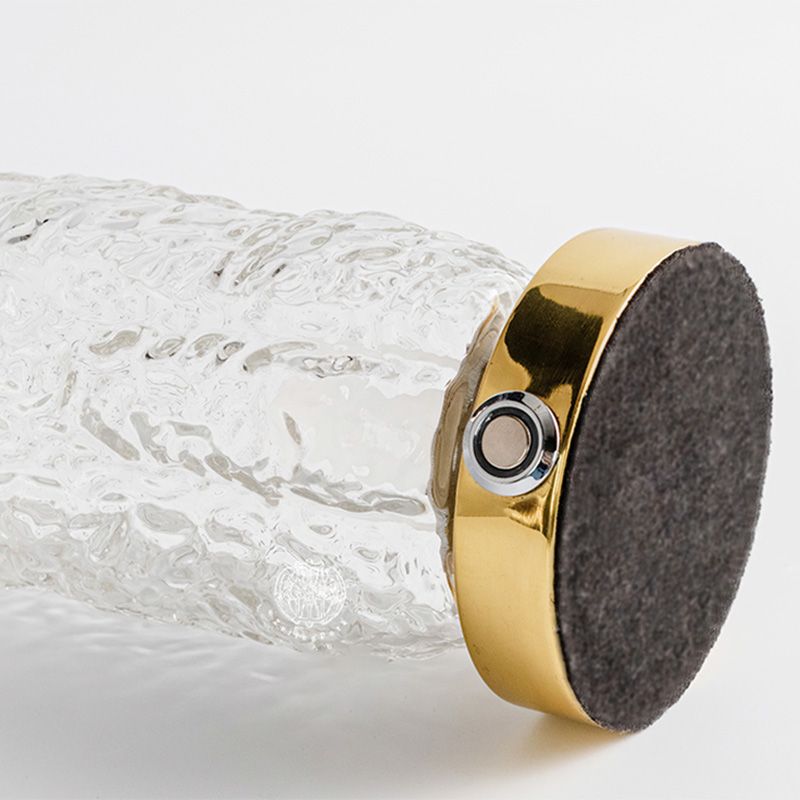 Clear Textured Glass Cylindrical Night Lamp Modern 1 Head Gold Table Light