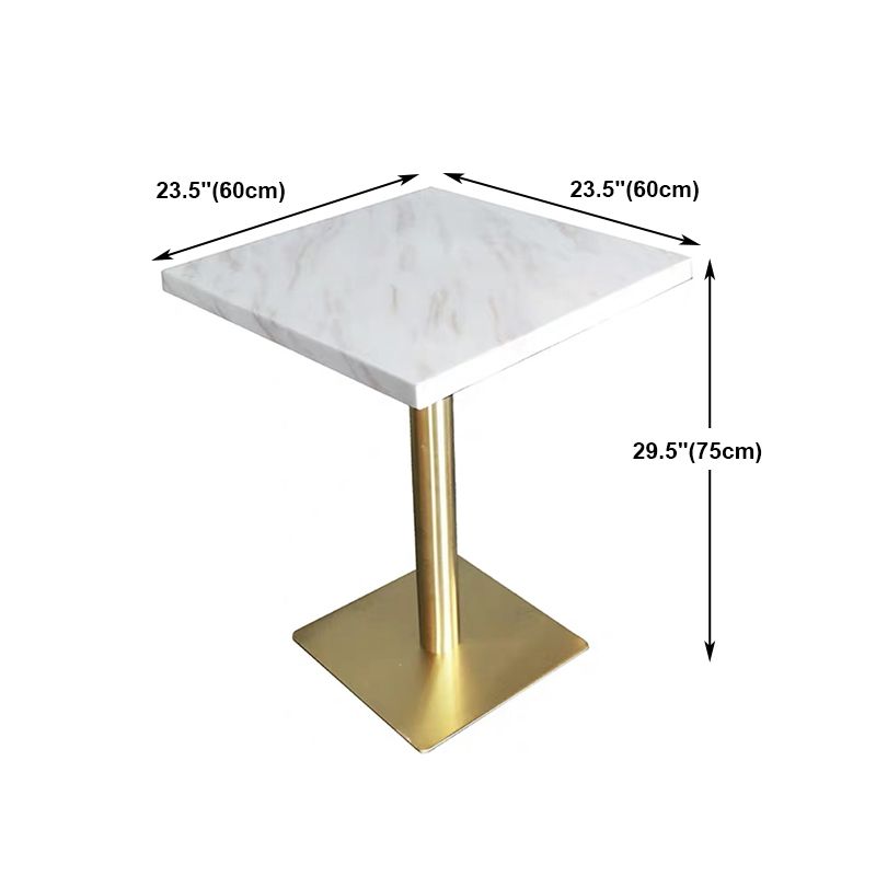 Metal Industrial Pedestal Dining Table Marble Top Table for Dining Room
