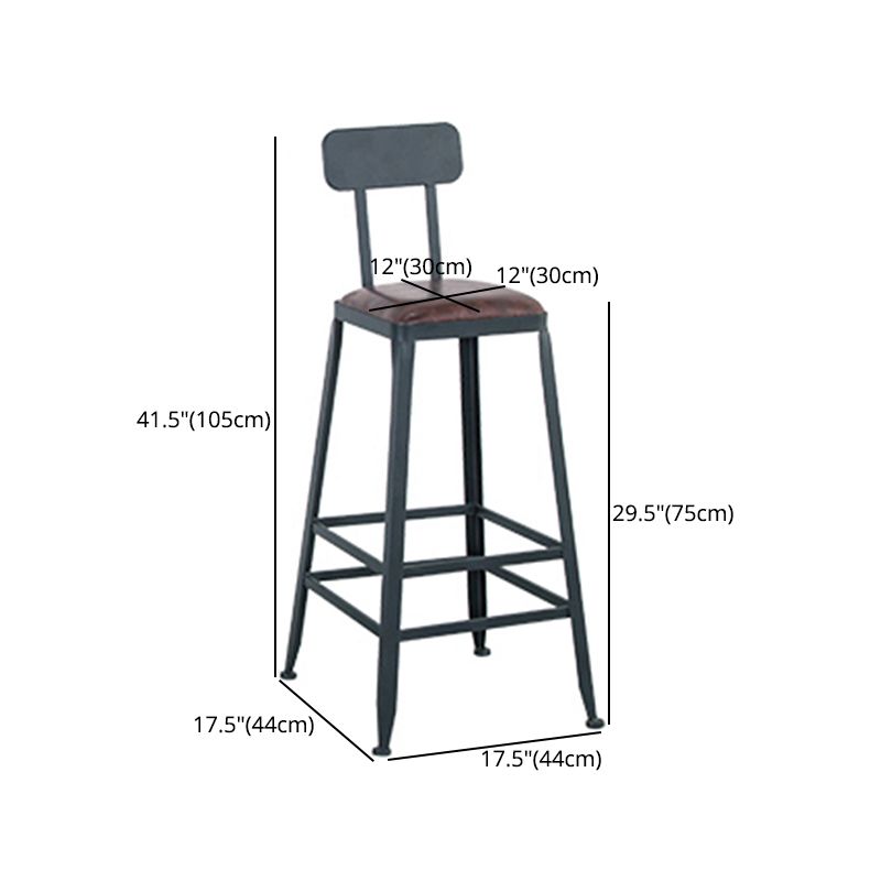 Modern Style Metal Bar Stool with Footrest and Low Back Bistro Simple Bar Stool