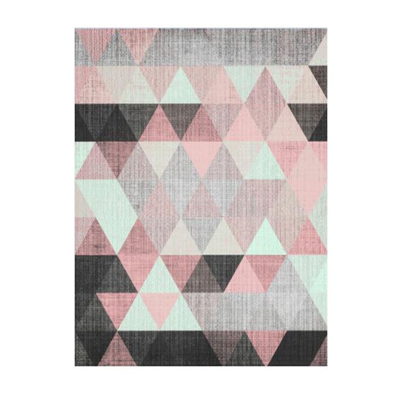 Pink Contemporary Rug Polyester Geometric Rug Washable Rug for Living Room