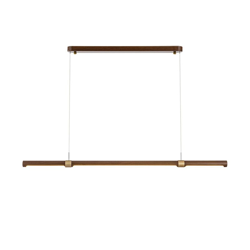 Linear Iron 1 - Light Kitchen Island Light in Walnut and Gold Finish LED Ceiling Pendant