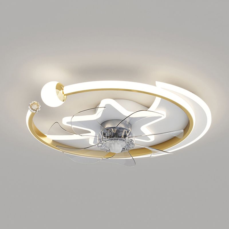 Modern Interior LED Ceiling Fan in 3 - Colors Metal and Acrylic Fan Lighting Fixture