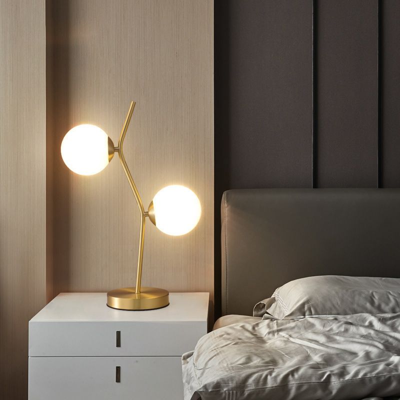 Glass Round Night Table Lamp Minimalist Style Table Light for Bedroom