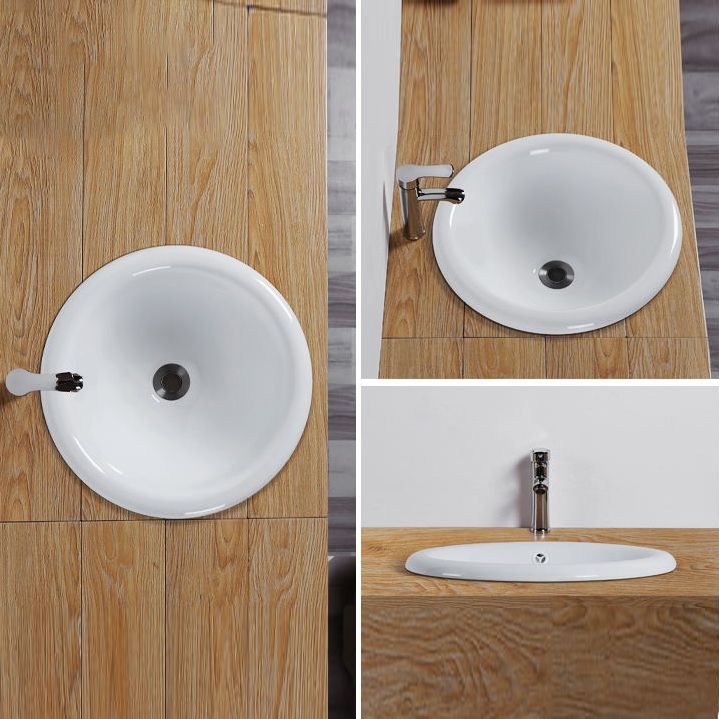 Contemporary Oval Wash Stand Ceramic Metal Undermount Bathroom Sink
