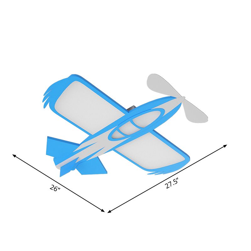Moderna lampada da soffitto a LED per stanza dei bambini, con montaggio a incasso, a forma di aeroplano, in blu