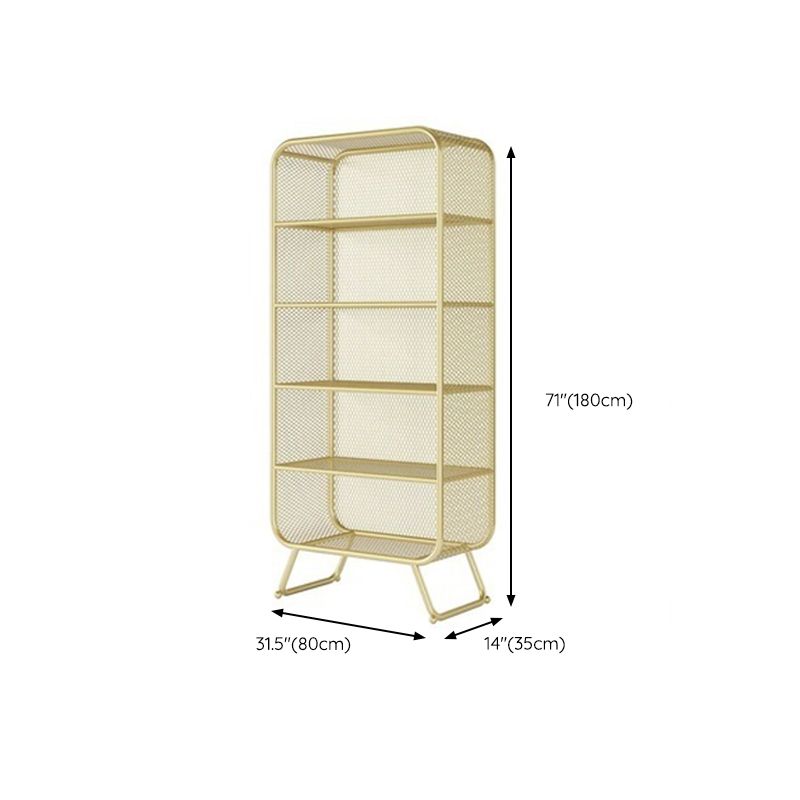 Closed Back Bookshelf Standard Metal Glam Bookcase with Shelves