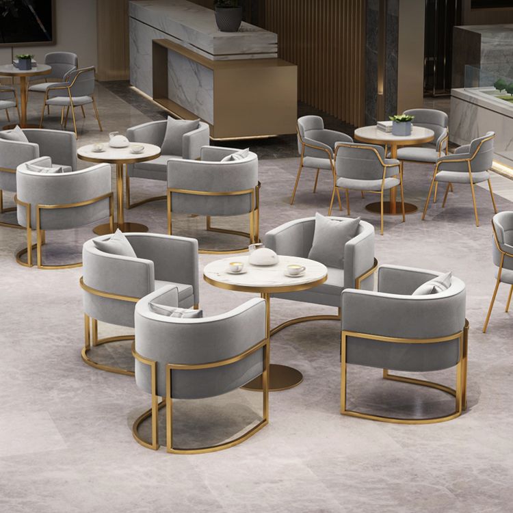 1/2/4/5 Pcs Metal Glam Dining Room Set with Round Table and Arm Chairs Dining Set