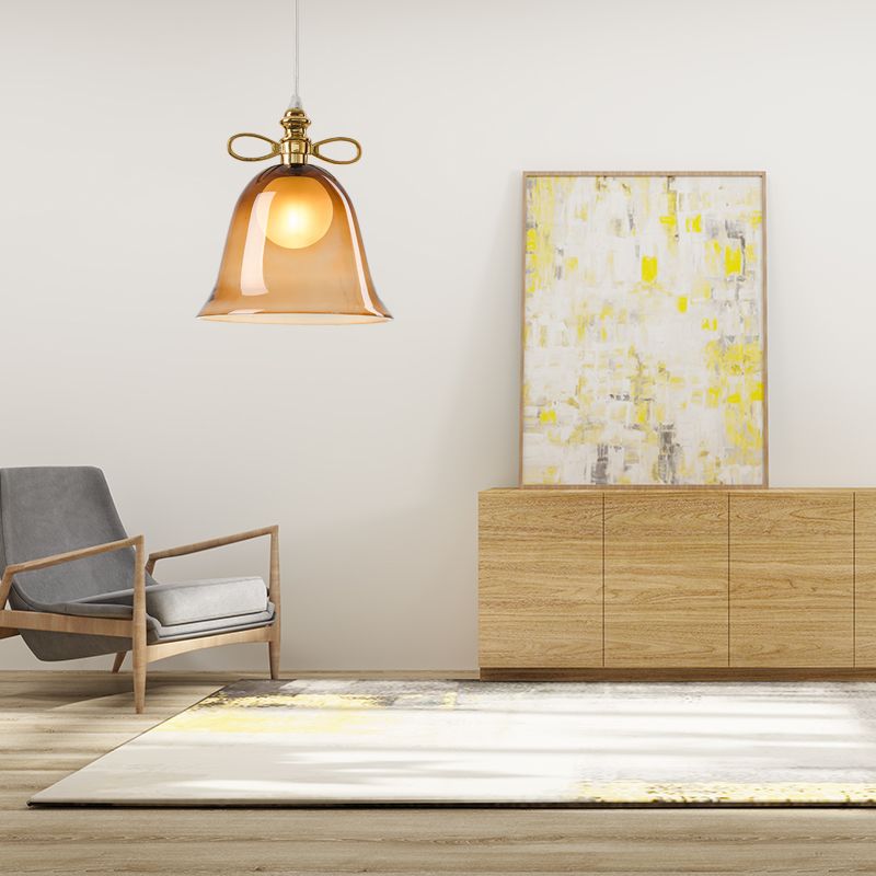 1 lichte plafond hanglamp met belglasschaduw eenvoud bruin hangend plafondlicht