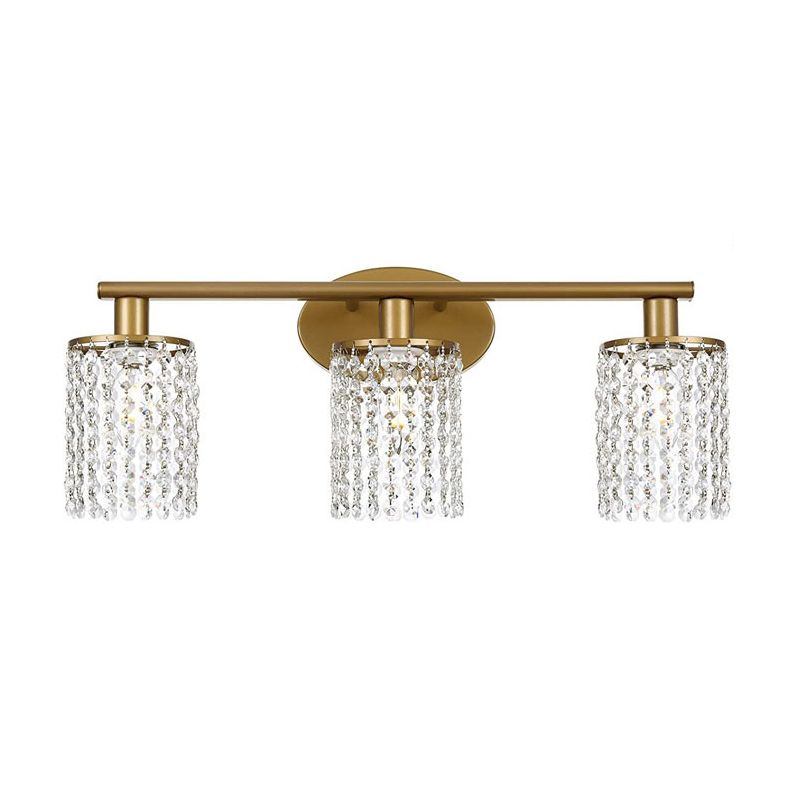 Modern Style Cylinder Vanity Lighting Fixtures Crystal Multi Lights Vanity Wall Sconce