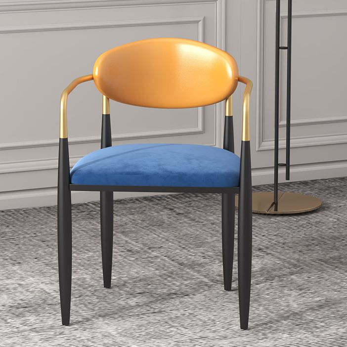 Silla de cocina contemporánea, silla auxiliar con brazo de comedor y patas de metal