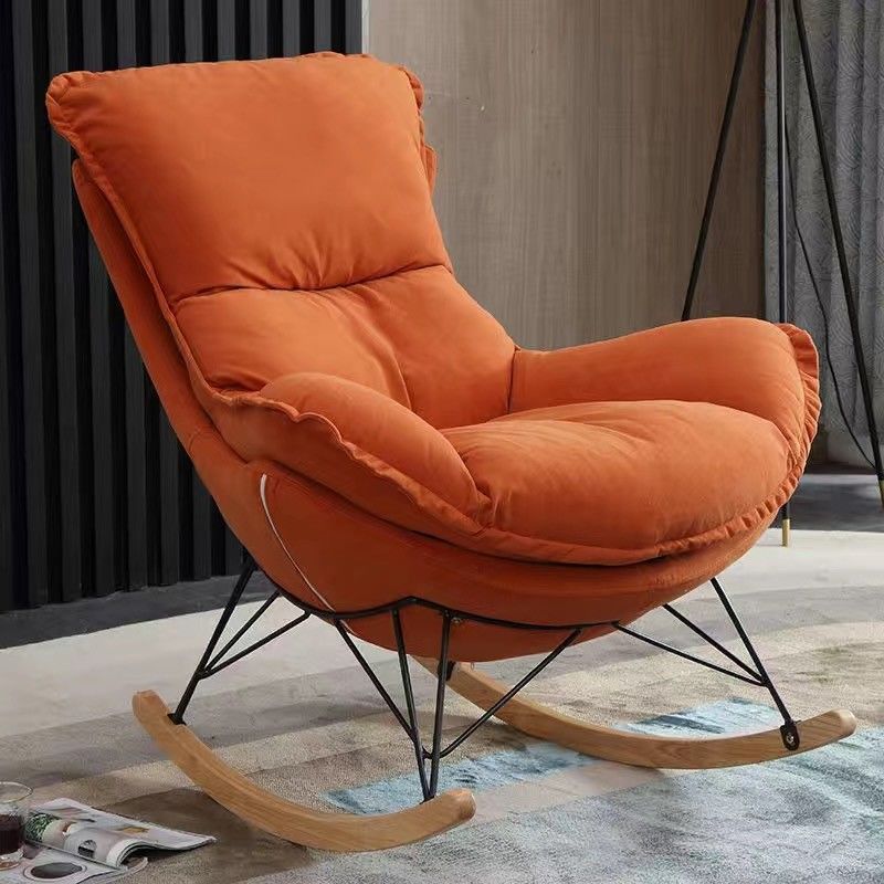 Classic Rocker Chair Pure Color Indoor Velvet Rocking Chair with Dark legs