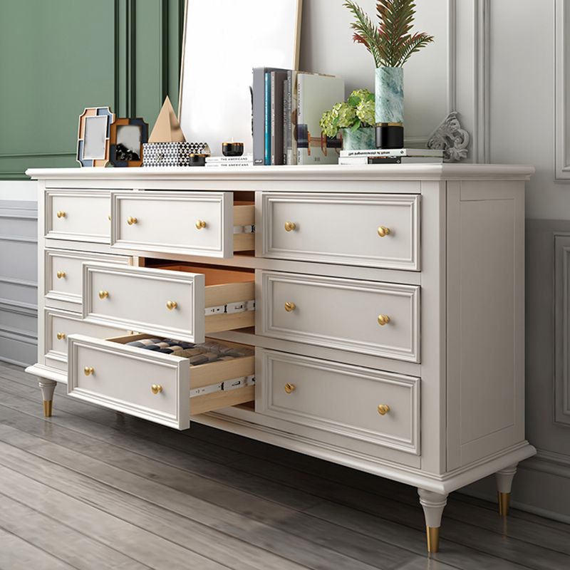 Glam White Closed Back Storage Chest with Soft-Close Drawers for Home