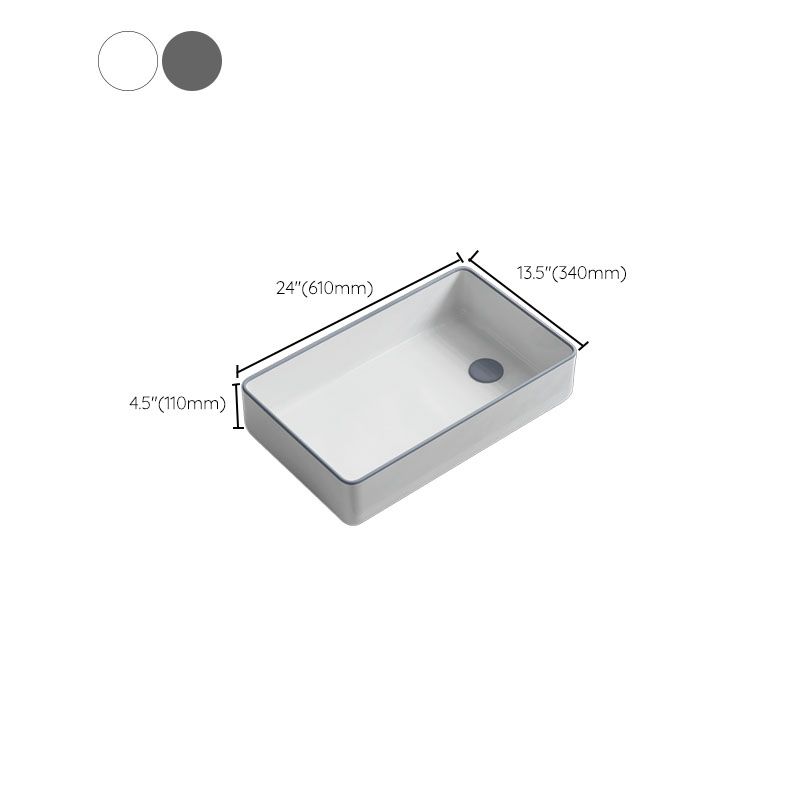 Bathroom Sink Ceramic Rectangular Faucet Single Rod Handle Sink