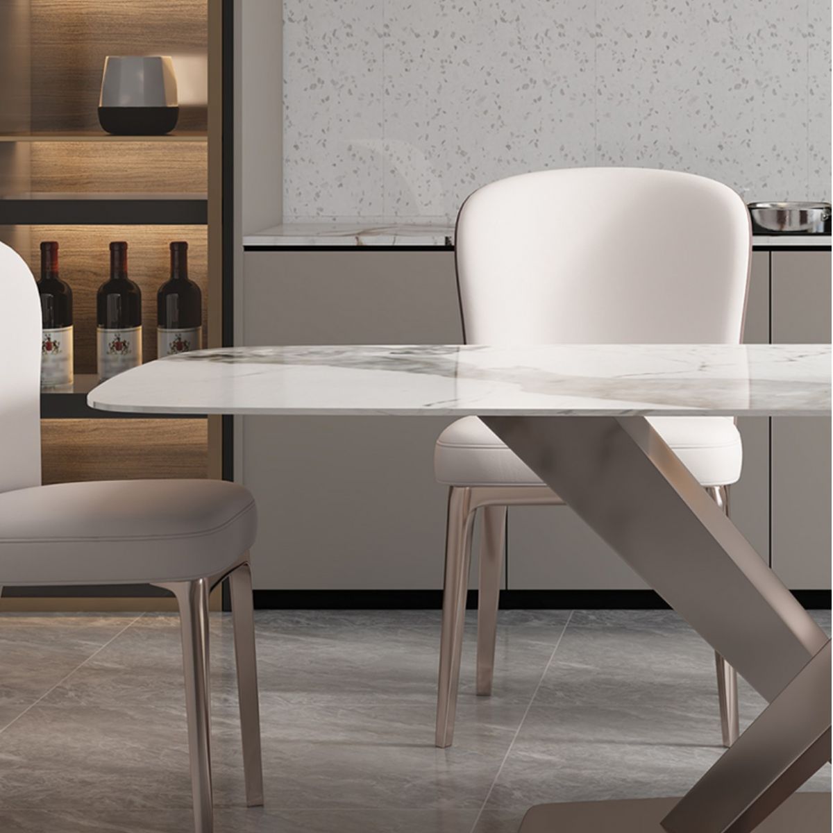 Modern Sintered Stone Top Dining Set Rectangle 1/4/5/6/7 Pieces Dining Room Table Set