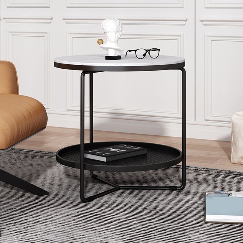 21"H Contemporary Cocktail Table Storage Round Coffee Cocktail Table