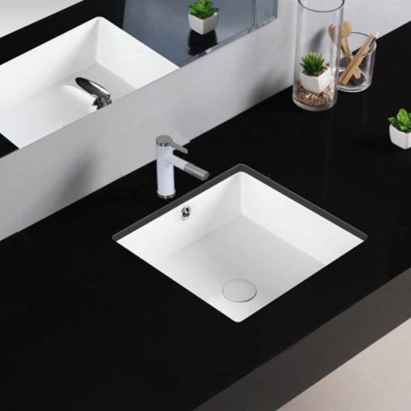 Modern Bathroom Sink Square Ceramic 1-Hole Overflow Sink with Faucet