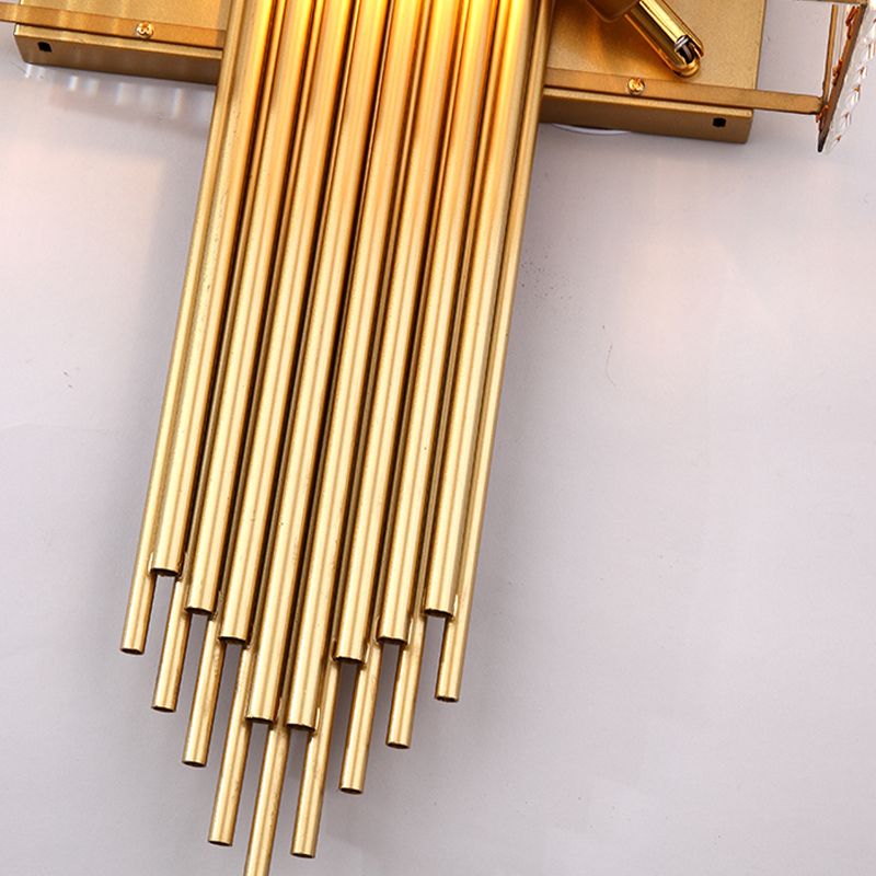 14,5 "/16,5" W Lifture da illuminazione da parete rettangolare Stile moderno Crystal Crystal 2 Luci Pronchine a parete dorata per letto