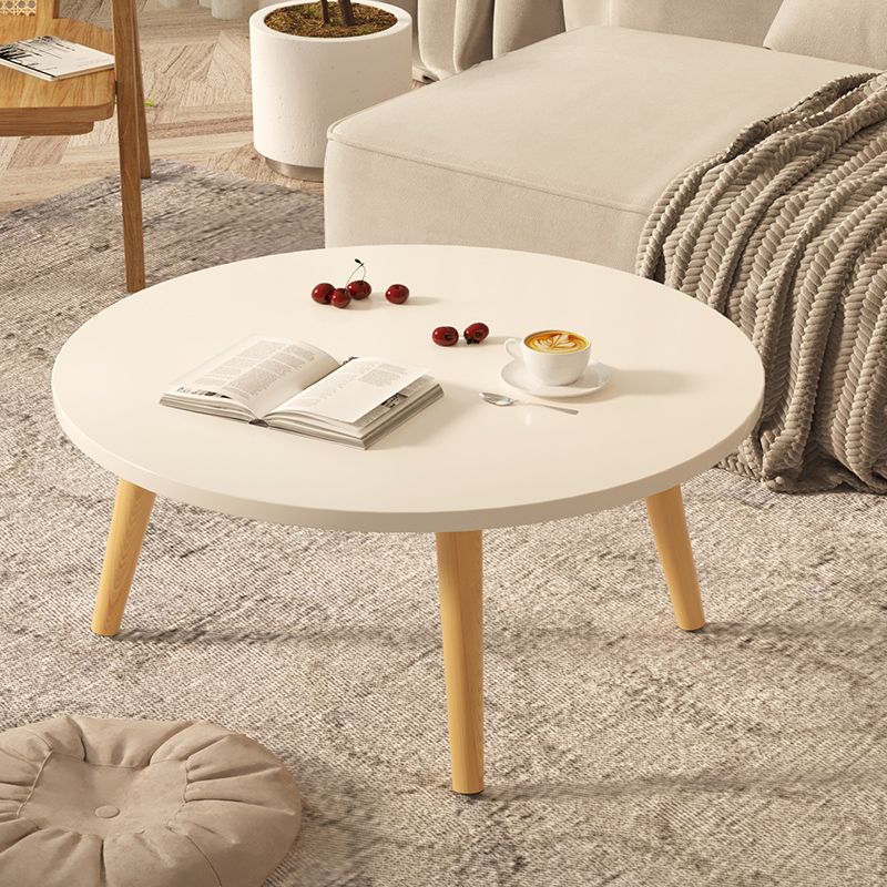 19.7" H Round Wood Cocktail Table Modern 3 Legs Coffee Table