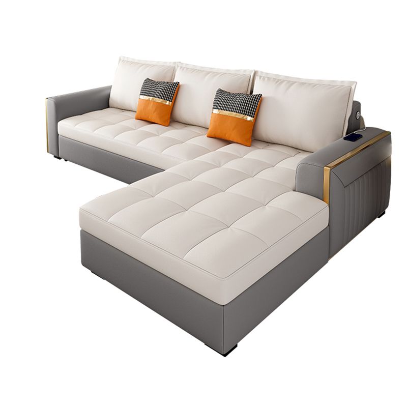 Stain Resistant Sofa Bed USB Charging Convertible Sectional with Storage