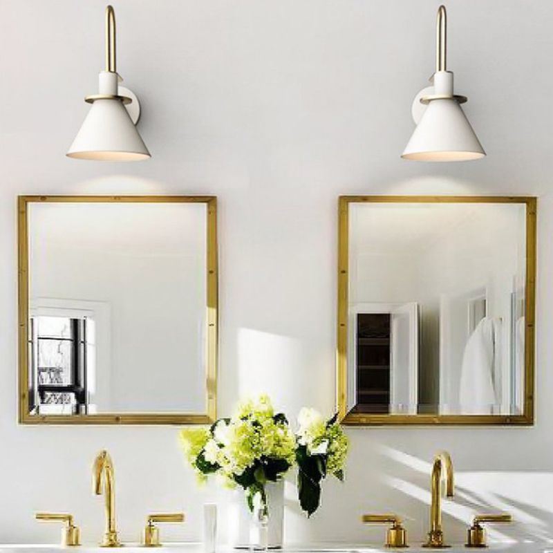 Nordic Iron Shade Wall Sconce Flared Shaped Macaron Color 1-Head Wall Light