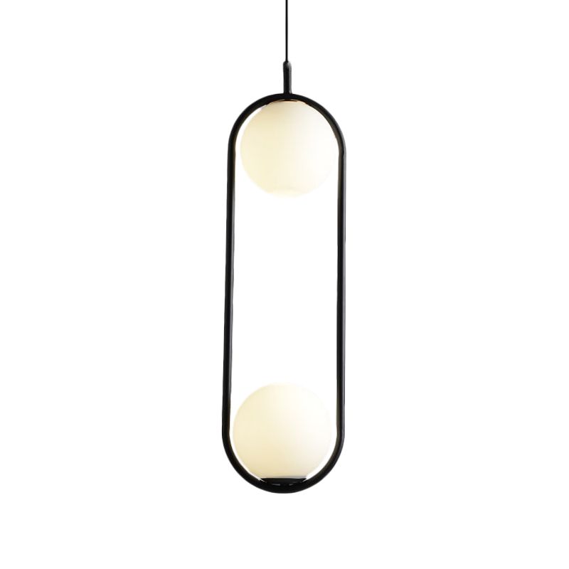 Globe Anhänger Beleuchtung modernes weißes Glas 1/2 Lichter Schwarz/Gold Hanging Deckenlampe für Schlafzimmer