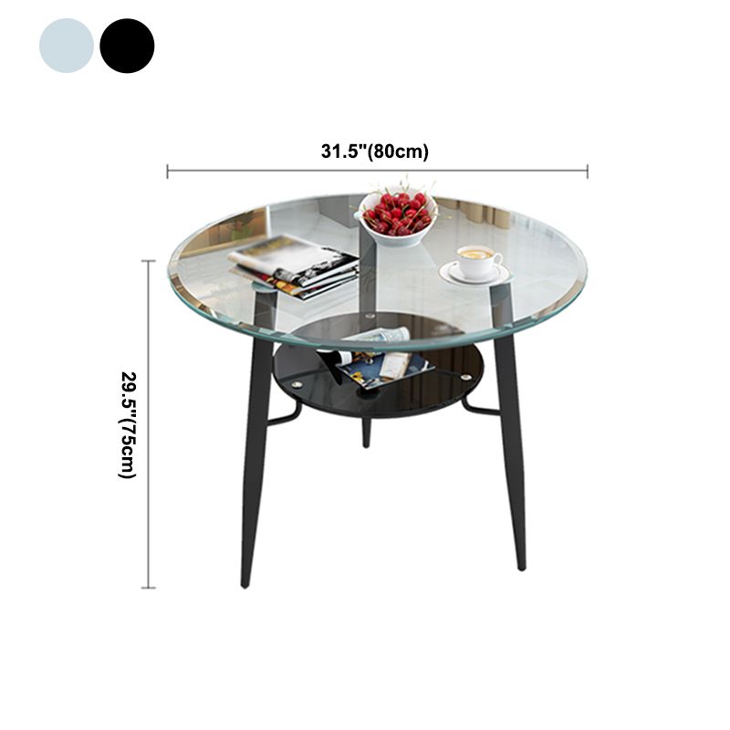 Moderne glazen eettafel 31.5 "Ronde eettafel met zwart frame voor huisgebruik