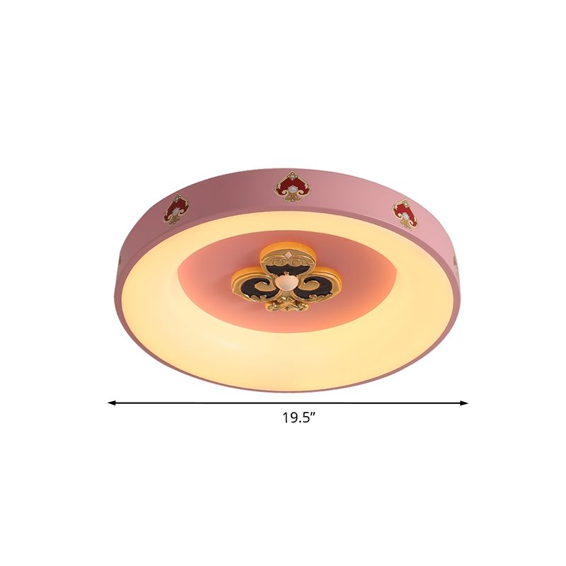 Lampada da soffitto a incasso circolare a LED rosa metallizzata con illuminazione da incasso per camera da letto delle ragazze