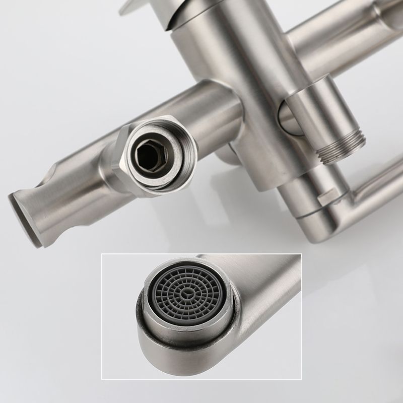 Wall Mounted Metal Tub Filler Low Arc Swivel Bathroom Faucet
