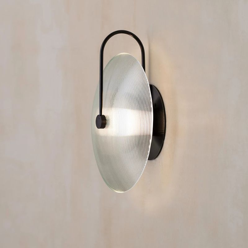 1-licht ronde wand SCONCE Moderne eenvoudige stijl glazen wandverlichting in zwart en goud