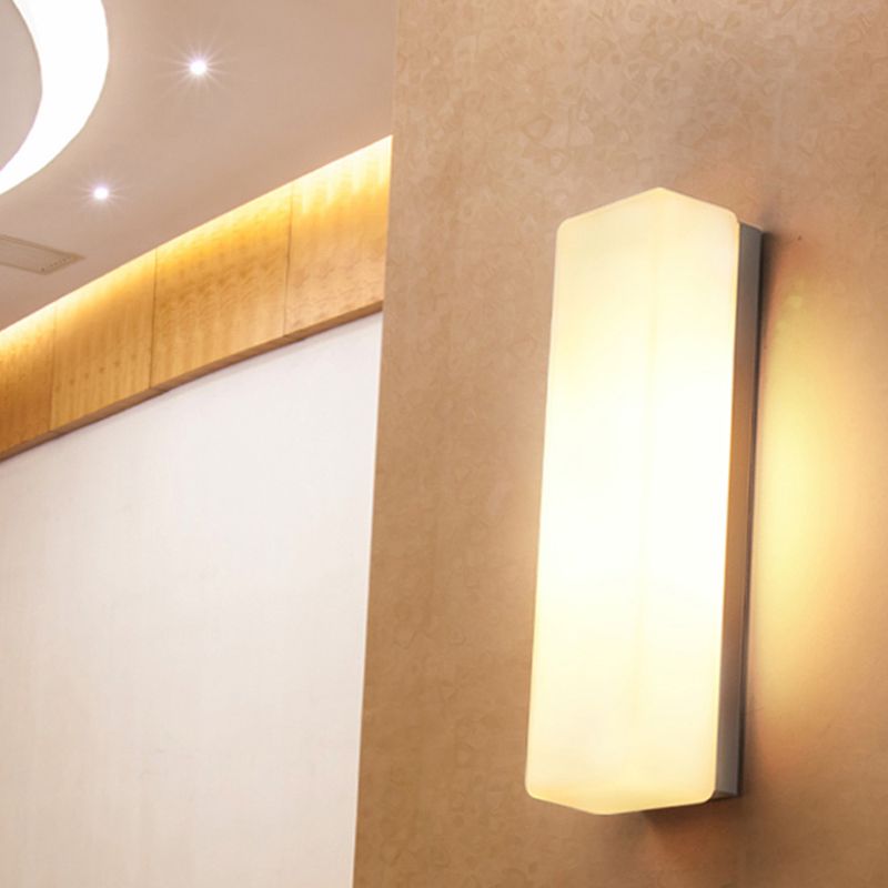 Glass Rectangular Wall Sconce Lights Modern Style 2 Lights Wall Mounted Lamps in White