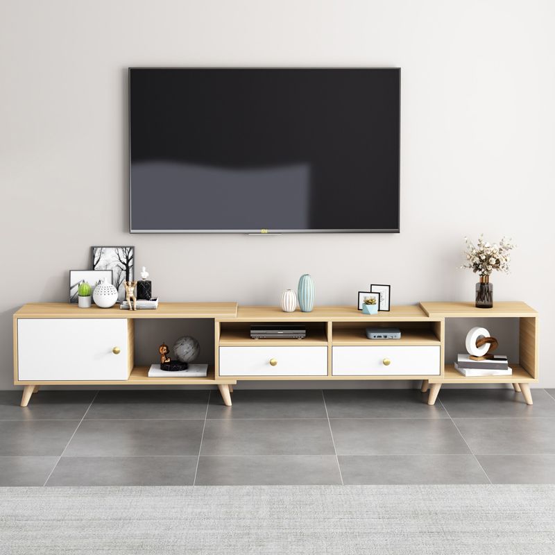 Scandinavian TV Console with Drawers Engineered Wood TV Stand