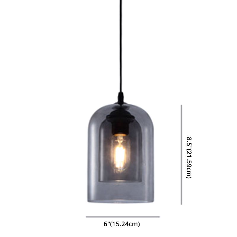 Glass Cylindrical Pendant Lighting Modern Style Hanging Pendant Light for Dinning Room